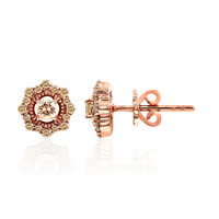 9K SI1 Argyle Rose De France Diamond Gold Earrings