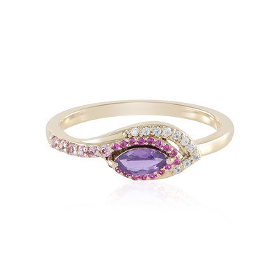 9K Unheated Ceylon Purple Sapphire Gold Ring