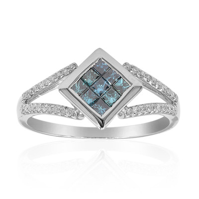 10K SI2 Blue Diamond Gold Ring