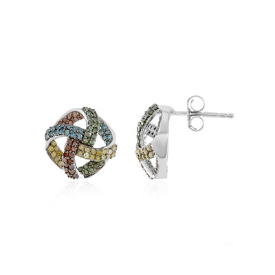 I3 Blue Diamond Silver Earrings