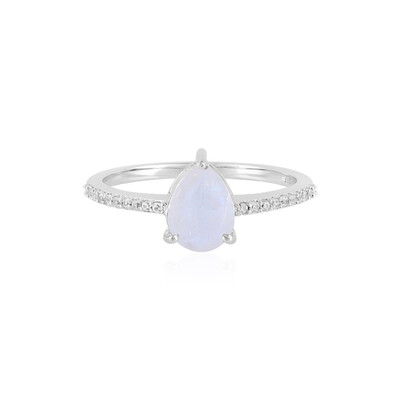 Rainbow Moonstone Silver Ring