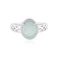 Aqua Chalcedony Silver Ring