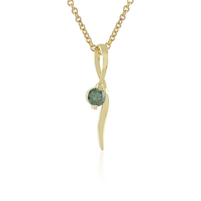 9K I3 Green Diamond Gold Necklace