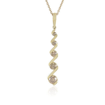 9K I2 Champagne Diamond Gold Necklace