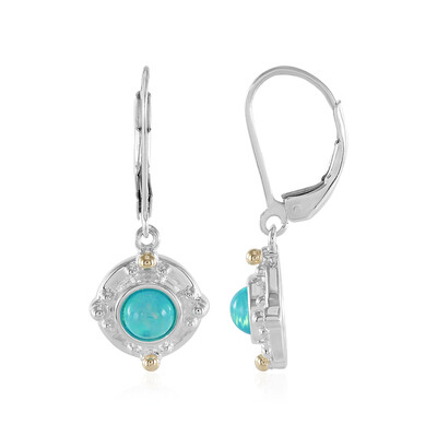 Blue Ethiopian Opal Silver Earrings (Granulieren)