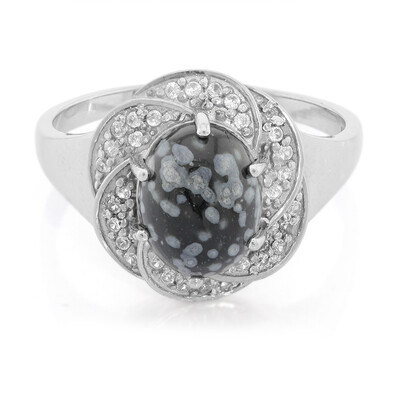 Snowflake Obsidian Silver Ring