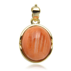 Orange Spiny Oyster Shell Silver Pendant