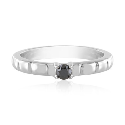 Black Diamond Silver Ring