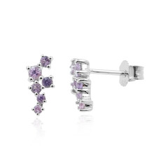 Unheated Ceylon Purple Sapphire Silver Earrings