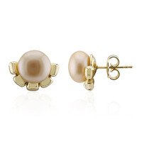 Peach Freshwater Pearl Silver Earrings (TPC)