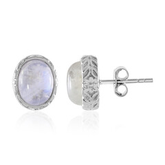 Rainbow Moonstone Silver Earrings