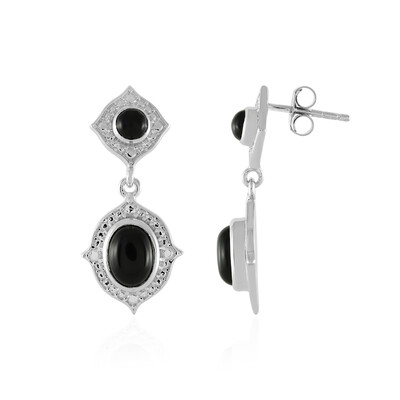 Black Onyx Silver Earrings