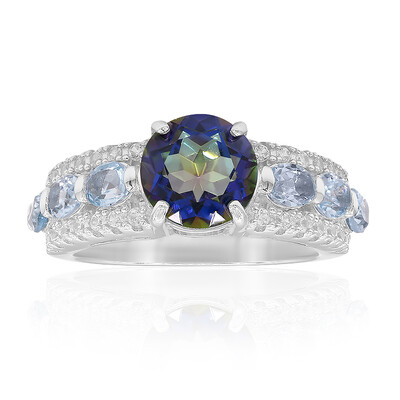 Mystic Blue Quartz Silver Ring