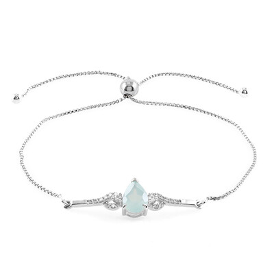 Aqua Chalcedony Silver Bracelet