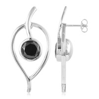 Black Spinel Silver Earrings