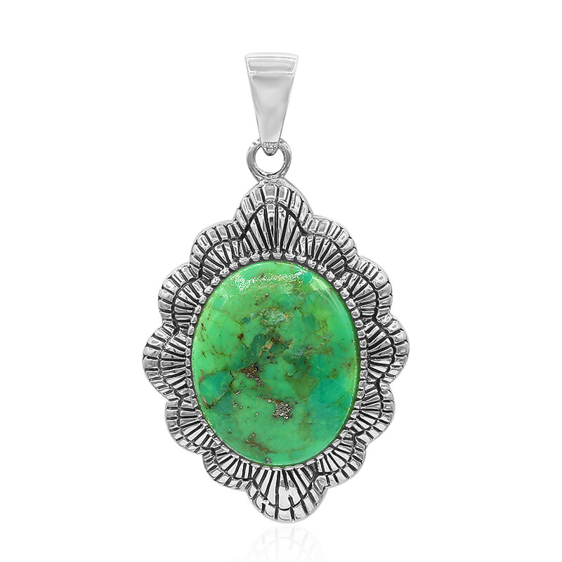 Sterling Silver Green Mohave Turquoise hot Pendant