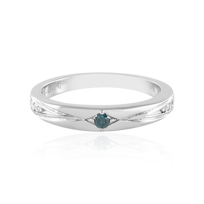 I3 Blue Diamond Silver Ring