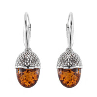 Cognac Baltic Amber Silver Earrings