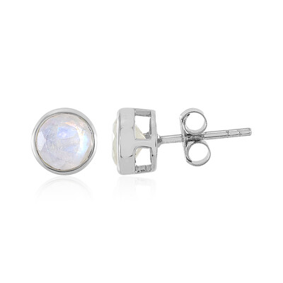 Rainbow Moonstone Silver Earrings