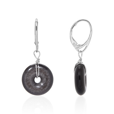 Silver Sheen Obsidian Silver Earrings