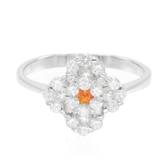 Orange Sapphire Silver Ring