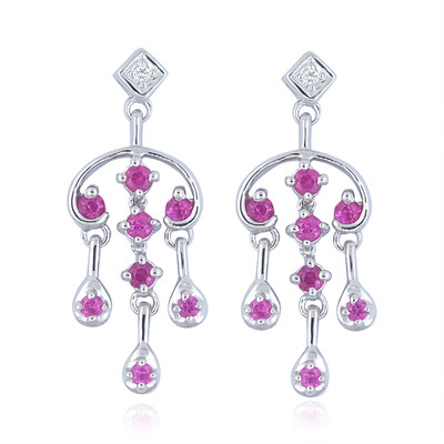 14K Pink Sapphire Gold Earrings