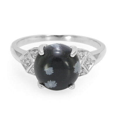 Snowflake Obsidian Silver Ring