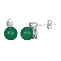 Green Agate Silver Earrings