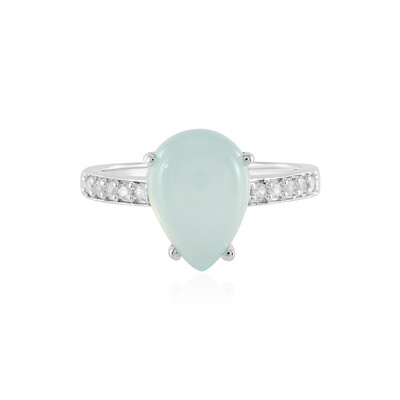 Aqua Chalcedony Silver Ring