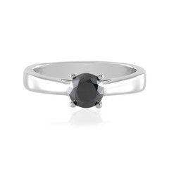 Black Diamond Silver Ring