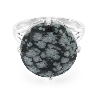 Snowflake Obsidian Silver Ring