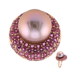 Purple Ming Pearl Silver Ring