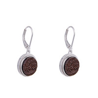 Zwenkau Druzy Wood Silver Earrings