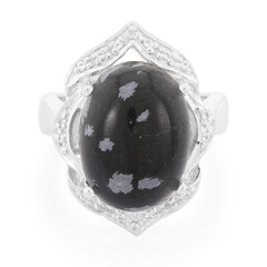 Snowflake Obsidian Silver Ring