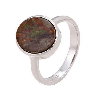 Ammolite Silver Ring