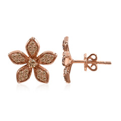 9K SI1 Argyle Rose De France Diamond Gold Earrings