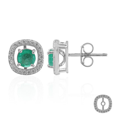 Russian Emerald Silver Earrings