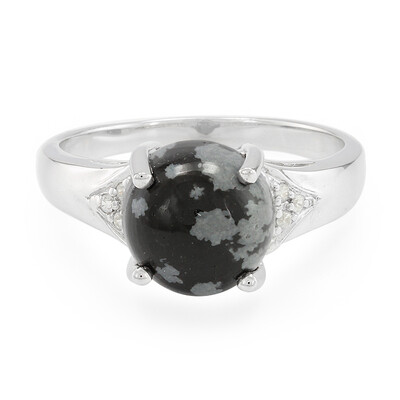 Snowflake Obsidian Silver Ring