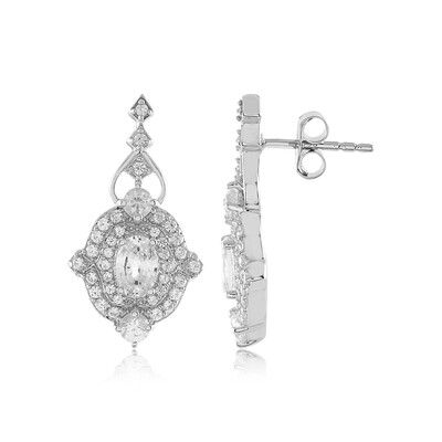 White Sapphire Silver Earrings