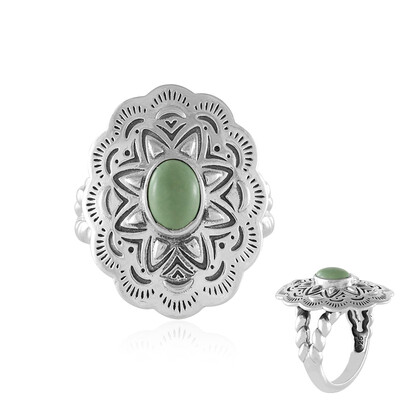 Green Turquoise Silver Ring (Desert Chic)