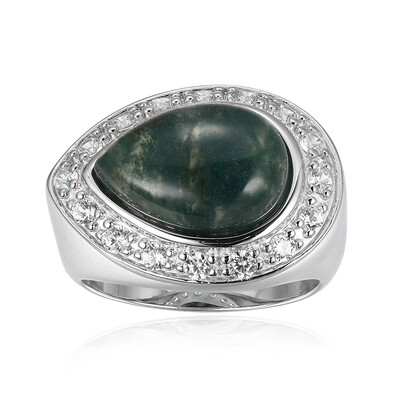 Moss Agate Silver Ring