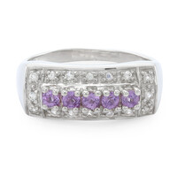 Unheated Ceylon Purple Sapphire Silver Ring