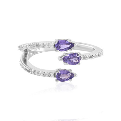 Unheated Ceylon Purple Sapphire Silver Ring (Adela Silber)