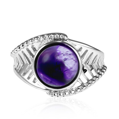 Chevron Amethyst Silver Ring