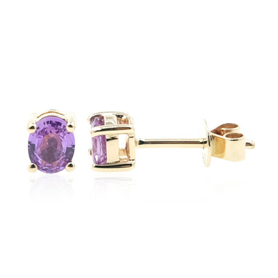 9K Ceylon Purple Sapphire Gold Earrings