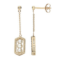 9K White Freshwater Pearl Gold Earrings