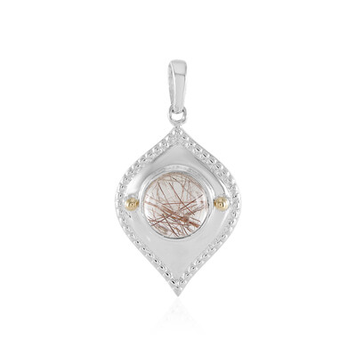 Copper Rutilated Quartz Silver Pendant (Granulieren)