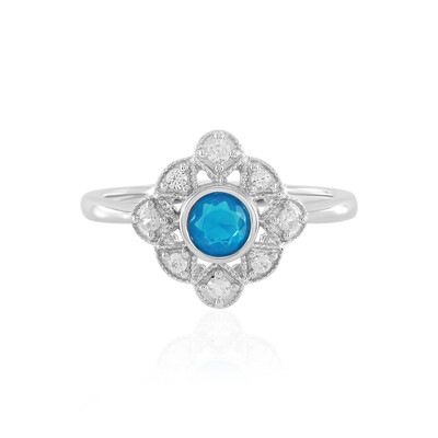 Blue Ethiopian Opal Silver Ring