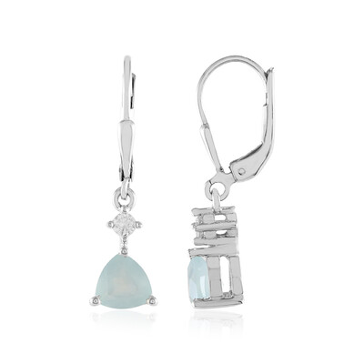 Aqua Chalcedony Silver Earrings