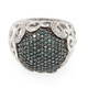 Blue Diamond Silver Ring